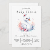 Boho Custom Swan Baby shower Kaart (Voorkant / Achterkant)