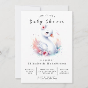Boho Custom Swan Baby shower Kaart