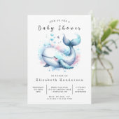 Boho Custom Whale Baby shower Kaart (Staand voorkant)