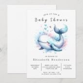 Boho Custom Whale Baby shower Kaart (Voorkant / Achterkant)