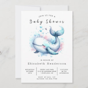 Boho Custom Whale Baby shower Kaart
