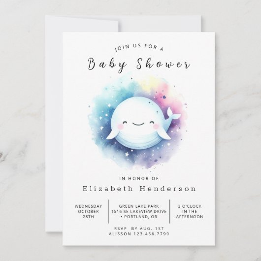 Boho Custom Whale Baby shower Kaart (Voorkant)