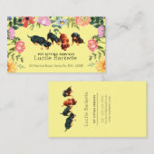 Boho Cute Dachshund Pet Sitting Wildflowers Yellow Visitekaartje (Voorkant / Achterkant)