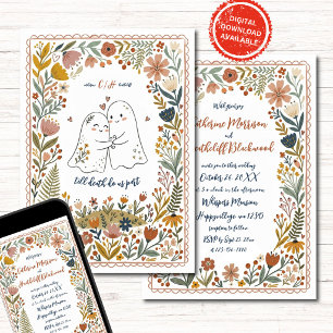 Boho Cute Geesten Trouw Uitnodiging