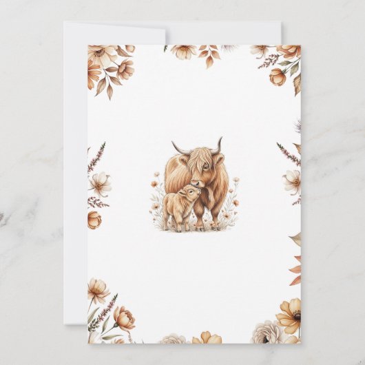 Boho Cute Highland Cow Baby Shower (Achterkant)