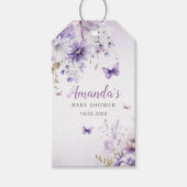 Boho Cute Paarse Floral Butterfly Girl Baby shower Cadeaulabel (Voorkant)