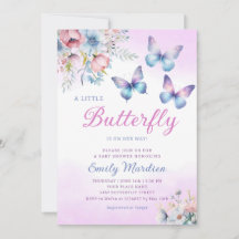 Boho Cute Paarse Floral Butterfly Girl Baby shower