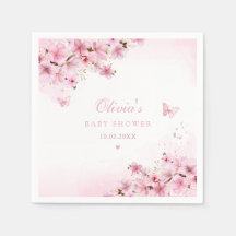 Boho Cute Pink Floral Butterfly Girl Baby shower