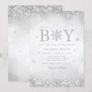 Boho Cute Waterverf Blue Het is een Baby shower. Kaart