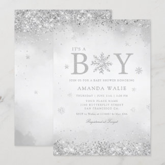 Boho Cute Waterverf Blue Het is een Baby shower. Kaart