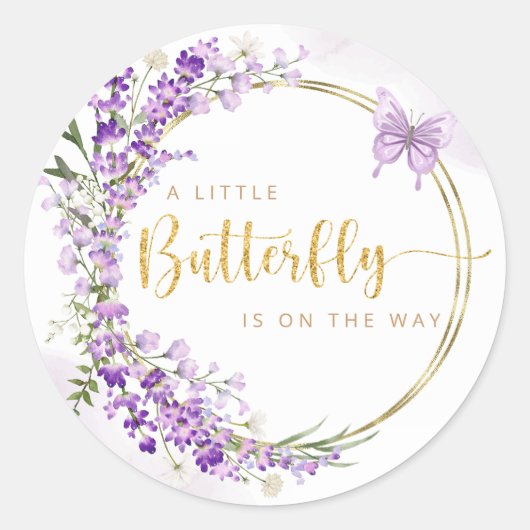 Boho Cute Waterverf Floral Butterfly Baby shower Ronde Sticker (Voorkant)