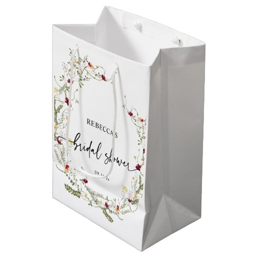 Boho Cute Wildflower Vrijgezellenfeest Middelgrote Medium Cadeauzakje (Voorkant Gekanteld)