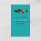 Boho Dachshund Huisdier Zittende Wildbloemen Blauw Visitekaartje (Achterkant)