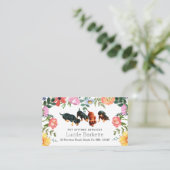 Boho Dachshunds Pet Sitting Wilde Bloemen Wit Visitekaartje (Staand voorkant)