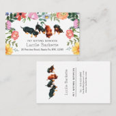 Boho Dachshunds Pet Sitting Wilde Bloemen Wit Visitekaartje (Voorkant / Achterkant)