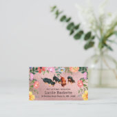 Boho Dachshunds Pet Sitting Wildflowers Pink Foil Visitekaartje (Staand voorkant)
