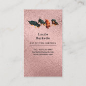 Boho Dachshunds Pet Sitting Wildflowers Pink Foil Visitekaartje (Achterkant)