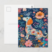 Boho Dackel mit Blumen Briefkaart (Voorkant / Achterkant)