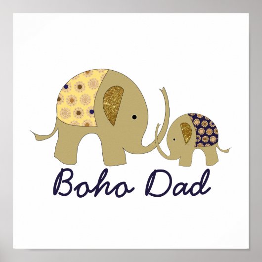 Boho Dad, Gold Elephant Poster (Voorkant)