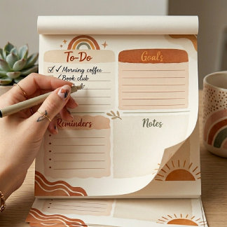 Boho Dagelijkse Planner Notitieblok – Taken, Doele