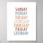 Boho dagen van de week educatief poster (Voorkant)