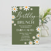 Boho Daisies Birthday Brunch Party Invitation  Kaart (Staand voorkant)