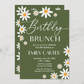 Boho Daisies Birthday Brunch Party Invitation  Kaart (Voorkant / Achterkant)