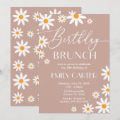Boho Daisies Birthday Brunch Party Invitation Kaart (Voorkant / Achterkant)