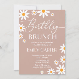 Boho Daisies Birthday Brunch Party Invitation Kaart