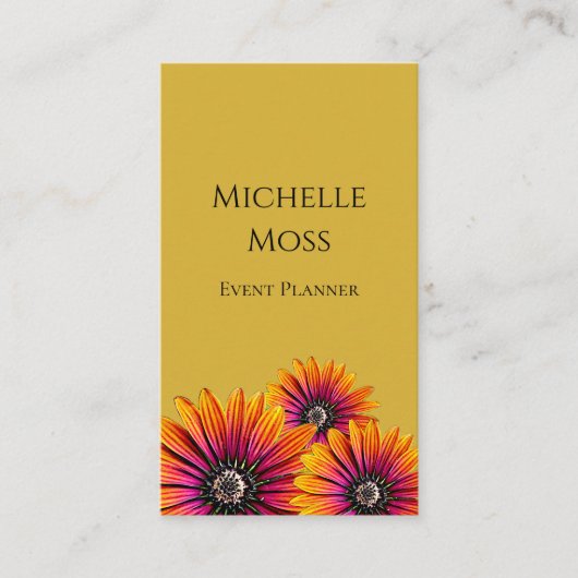 Boho Daisies Botanische Boho Goud Visitekaartje (Voorkant)