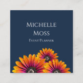 Boho Daisies Botanische Evenementenplanner Marine Vierkante Visitekaartje (Voorkant)