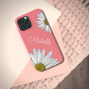 Boho Daisies Botanische Peach Trendy Bloemen Case-Mate iPhone Case
