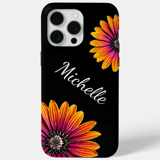 Boho Daisies Botanische Rustiek Zwart Case-Mate iPhone Case (Achterkant)