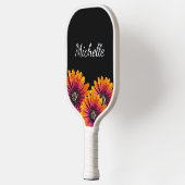 Boho Daisies Botanische Rustiek Zwart Pickleball Paddle (Links)