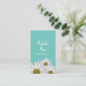 Boho Daisies Botanische Trendy Blauwgroen Visitekaartje (Staand voorkant)