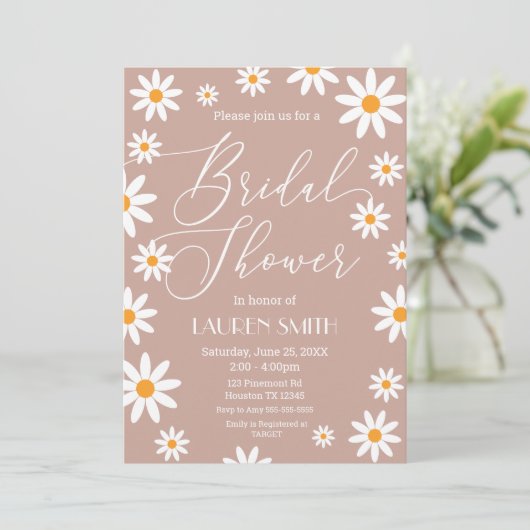 Boho Daisies Bridal Shower party Kaart (Staand voorkant)