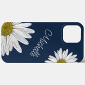 Boho Daisies Gepersonaliseerde Bloemen Navy Blauw Case-Mate iPhone Case (Achterkant (horizontaal))
