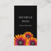 Boho Daisies Kleurrijke Botanische Zwart Visitekaartje (Voorkant)