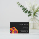 Boho Daisies Modern Botanisch Zwart Wit Visitekaartje (Staand voorkant)