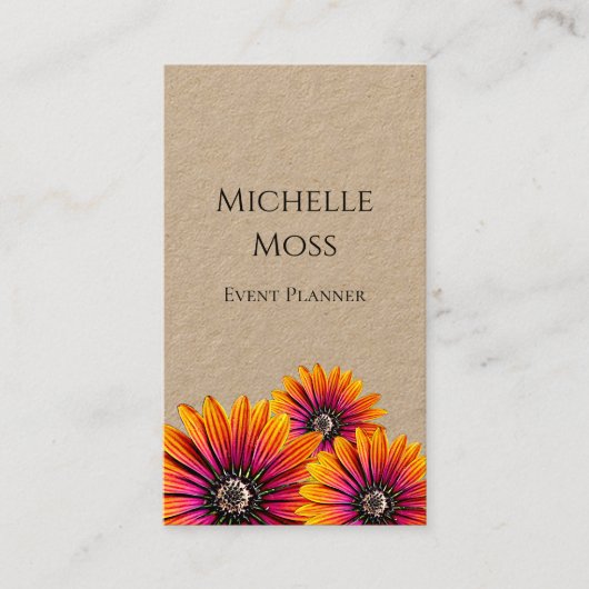 Boho Daisies Moderne Botanische Evenementenplanner Visitekaartje (Voorkant)