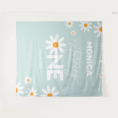 Boho Daisies One Birthday Party banner Wandkleed (Voorkant (horizontaal))