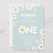 Boho Daisies One Birthday Party invitation Kaart (Voorkant)