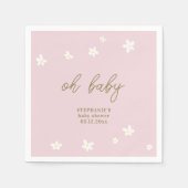 Boho Daisies Roze Goud Oh Baby Meisje Douche Servet (Voorkant)