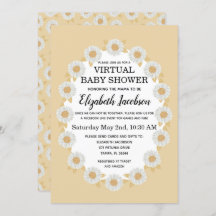 Boho Daisies Virtual Baby shower Invitation