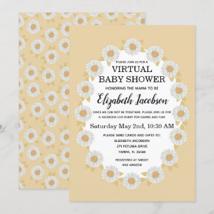 Boho Daisies Virtual Baby shower Invitation Kaart