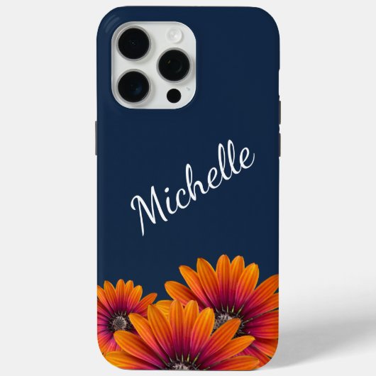 Boho Daisies Whimsical Botanical Navy Blauw Case-Mate iPhone Case (Achterkant)