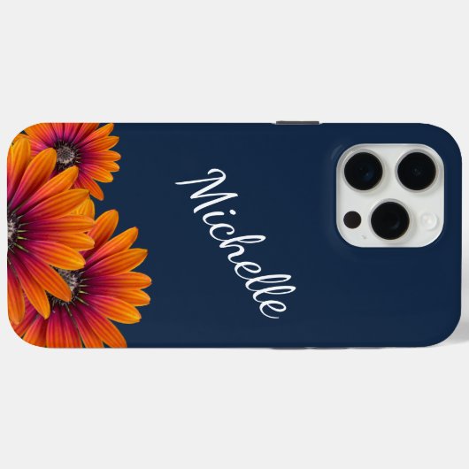 Boho Daisies Whimsical Botanical Navy Blauw Case-Mate iPhone Case (Achterkant (horizontaal))