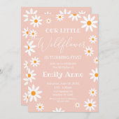 Boho Daisies Wildflower Birthday party invitation Kaart (Voorkant / Achterkant)