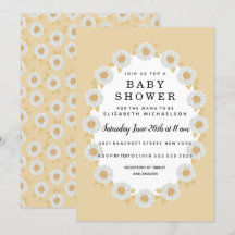 Boho Daisies Yellow Baby Girl Baby shower