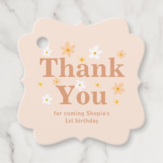 Boho Daisy 1e verjaardag Bedankjes Labels (Voorkant)